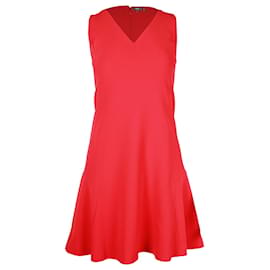 Vestido corto de crepé Admiral sin mangas con cuello en V de Theory en triacetato rojo
