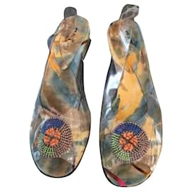 Autre Marque Pat Creation Leather and Transparent Plastic Pearl Pattern Sandals