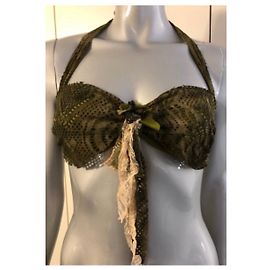 Autre Marque Traje de baño de dos piezas Lucky Brand caqui efecto malla Talla 38