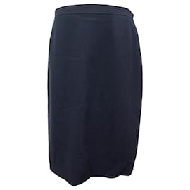 Chanel Wollrockgröße 44 L MARINEBLAUER GERADE ROCK AUS WOLLE