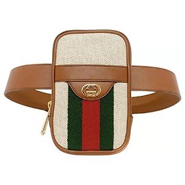 Marsupio Gucci Shelly marrone beige verde pelle