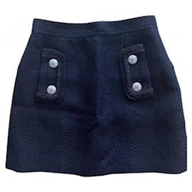 Minifalda Chanel azul marino lana 38
