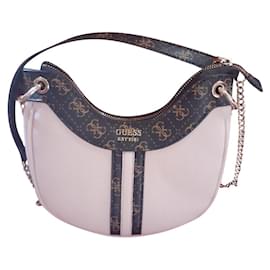 Borsa a mano Guess in pelle rosa con catena dorata
