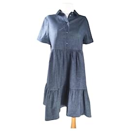Claudie Pierlot Kleid aus Leinen und Lyocell Blau