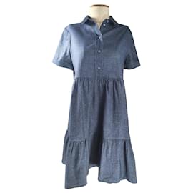 Claudie Pierlot Kleid aus Leinen und Lyocell Blau