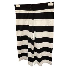 Pantalones capri Agnès b. de rayas blancas y negras algodón