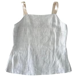 Autre Marque Bustier-Oberteil aus Leinen in Mastix-Greige mit Satinträgern Esprit T.36-38
