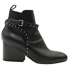 Hermès Botines con tachuelas Hermes en cuero negro
