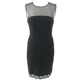 Diane Von Furstenberg Vestido negro de encaje con cuello ilusión Nisha de DvF