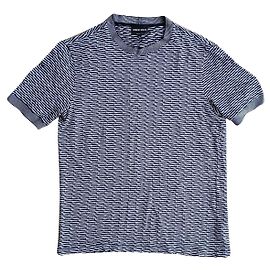 T-shirt Giorgio Armani in jersey di viscosa blu con motivo geometrico