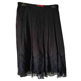 Christian Lacroix falda lacroix 100% camiseta de seda y encaje36/38fr
