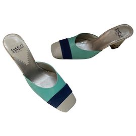 Mule con tacco Charles Jourdan in pelle Grigio Blu Navy Turchese