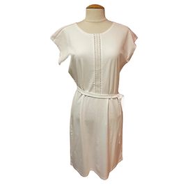 Vestido Agnès b. de algodão branco com bordados