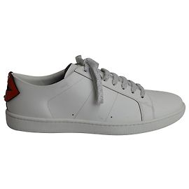 Sneakers Saint Laurent Lips Classic Court in pelle bianca