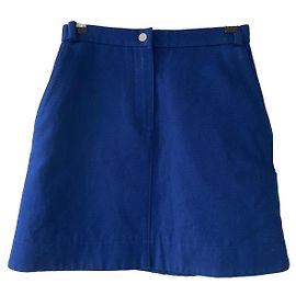 Falda trapézio Carven de algodón azul talla 36