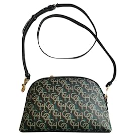 Borsa a tracolla Coach in pelle verde e tela stampata