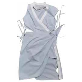 Abito Alexander Wang asimmetrico a righe in cotone azzurro