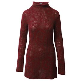 Etro Paisley-Jacquard-Rollkragen-Minikleid aus roter Wolle