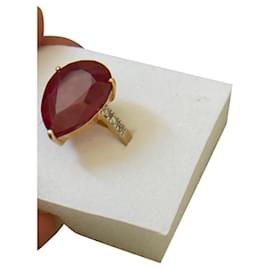 Autre Marque Anello in oro 18K con rubini e diamanti misura 53