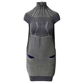 Minivestido de punto con cuello alto a rayas en algodón multicolor de Peter Pilotto