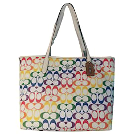 Coach Regenbogen Canvas Tote Bag Multicolore
