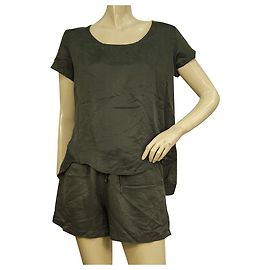 Autre Marque Crossley Cinza Algodão Seda Camiseta Manga Curta Top Shorts Calças Tamanho P