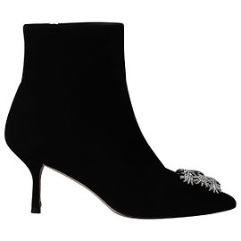 Stuart Weitzman Botines Kera con hebilla de cristal en ante negro