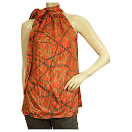 Michael by Michael Kors Logo de cadena de cuello halter brillante naranja Talla superior XS