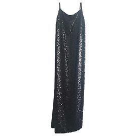 Inès de la Fressange Langer Paillettenkleid Schwarz