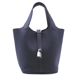 Hermès Handtasche aus Leder Marineblau 18