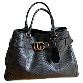 Gucci Borsa in pitone da corsa GG