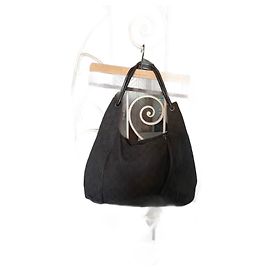 Borsa hobo Gucci monogramma GG tela marrone