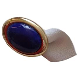 Anello ovale Lanvin Lapis Lazuli placcato oro blu