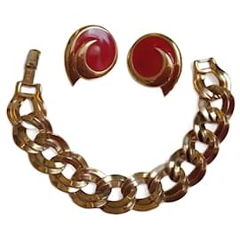Autre Marque Set Monet Bracciale e Orecchini in Metallo Placcato Oro