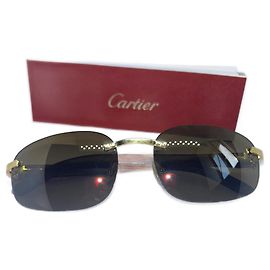 Cartier C Decor Wood Sunglasses Golden