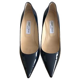 Décolleté Jimmy Choo Romy 85 blu navy in vernice