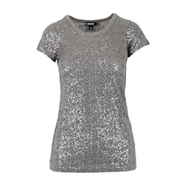 DKNY Pailletten-T-Shirt aus Baumwolle Grau - Dkny