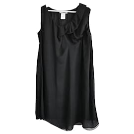 Chloé FALL 2007 Vestido de painel mesclado de chiffon de seda preto
