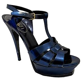 Sandales YSL Tribute en bleu métallisé - Yves Saint Laurent