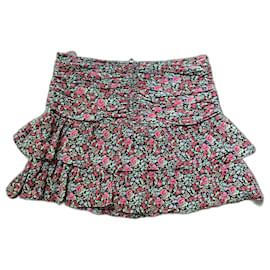Pinko Seidenrock mit Blumenmuster Schwarz