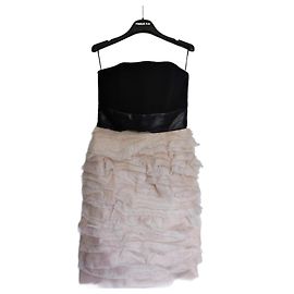 Paule Ka Trägerloses Kleid Rosa Schwarz Seide