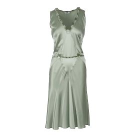 Vestido con cuello de pico y cuentas de Moschino