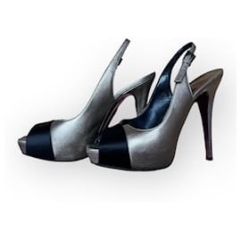 Décolleté Peeptoe Slingback Barbara Bui Nera e Champagne