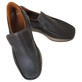 Hermès MOCASSINI IN PELLE MARRONE, Pointure 39,5.