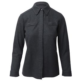 Miu Miu verdecktes Button-Down-Hemd aus dunkelgrauer Wolle