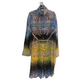 Vestido camisero de seda estampado Peter Pilotto Amarillo Azul