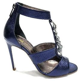 Sandali con tacco Sidonie Larizzi Palermo 105 Agnello Blu Navy