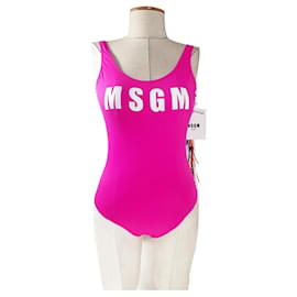 Traje de baño rosa Msgm con logotipo delantero