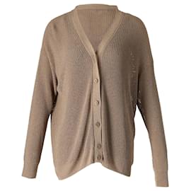 Max Mara Tenue Loose Knit Tank Top und Cardigan Set aus brauner Viskose