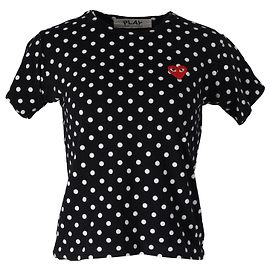 Camiseta de algodón negro con emblema de corazón y lunares PLAY de Comme des Garcons
